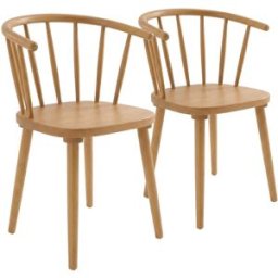 Oviala Conjunto de 2 sillas de madera de olmo beige