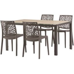 Fuori Conjunto comedor 4 personas: mesa tórtola/madera, sillas tórtola