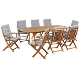 Beliani Conjunto de comedor 8 personas de madera marrón