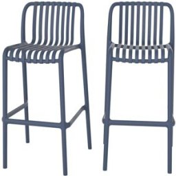 Maison Pavane Conjunto de 2 sillas de bar de jardín de 76 cm en plástico azul marino