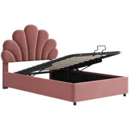 MODFU Cama infantil de terciopelo rosa 90 x 200 cm con espacio de almacenaje