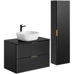 Petits meubles Conjunto mueble lavabo individual tableros de melamina y mdf negro