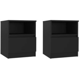 Maison Chic Juego de 2 mesitas de noche madera contrachapada negro 40x40x50 cm
