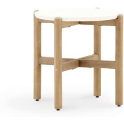 Defora Home Mesa baja redonda madera y terrazo d50cm