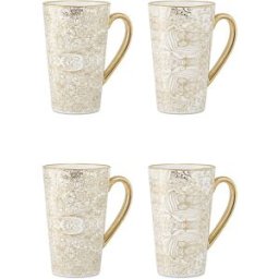 Aulica Tazas blancas con diseño abstracto - set de 4