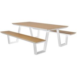 Axi Mesa de picnic, 6 personas, de aluminio y polywood, blanco