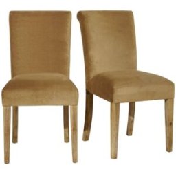 Robin des Bois Conjunto de 2 sillas de acacia y terciopelo camel