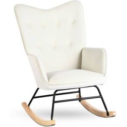 Urban Meuble Mecedora de terciopelo blanco roto