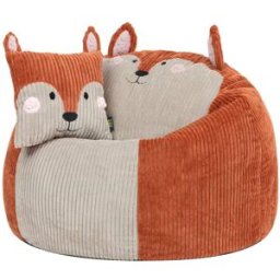 Icon Puf sillón infantil de pana con cojín de animal, zorro terracota