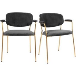 Moloo Silla de tela acanalada carbono y metal dorado(x2)
