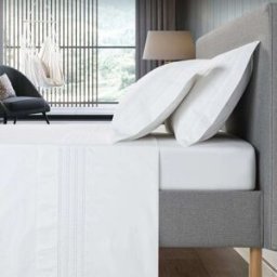 Casa da Laura Sábanas 100% algodón 300 hilos bordado blanco cama 135/140 2 almohad