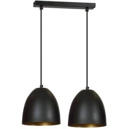 Wonderlamp Regleta de techo 2 luces con pantalla en cúpula negro y dorado