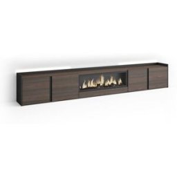 Skraut home Mueble tv efecto madera roble negro 315x35x50cm chimenea efecto fuego