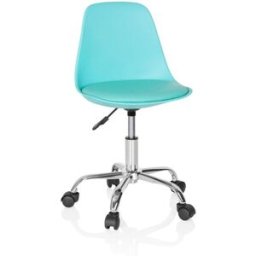hjh OFFICE Silla giratoria para niños piel sintética turquesa
