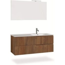 AQA DESIGN Mueble de baño bañera derecha 4 piezas en mdf roble oscuro