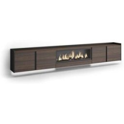 Skraut home Mueble tv efecto madera roble negro 315x35x50cm chimenea efecto fuego