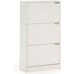 HOMN Mueble zapatero 3 puertas color blanco, para 18 pares