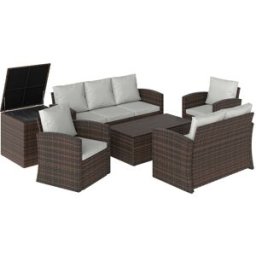 Outsunny Conjunto de jardín 183x72x77 cm beige