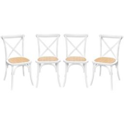 sweeek Silla de bistró vintage de madera, set de 4, blanco