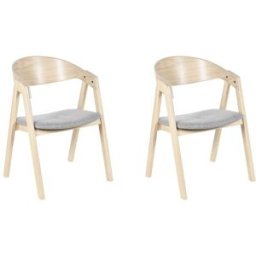 Beliani Conjunto de 2 sillas de comedor madera gris claro