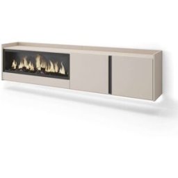 Skraut home Mueble tv efecto madera beige 212x35x50cm chimenea efecto fuego