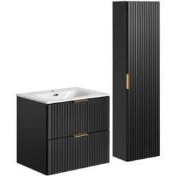 Petits meubles Conjunto mueble lavabo individual tableros de melamina y mdf negro