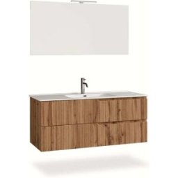 AQA DESIGN Mueble de baño de 4 piezas en mdf roble