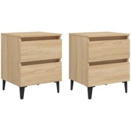 Maison Chic Juego de 2 mesitas de noche contrachapada madera marrón 40x35x50 cm