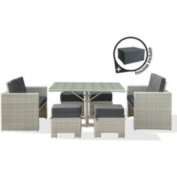 dcb garden Conjunto de comedor empotrable 8 plazas resina trenzada
