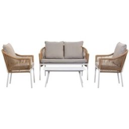 Fijalo Conjunto de mesa sofá y 2 sillones beige