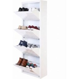 WellHome Zapatero ultrafino de acero color blanco 50x13,5x136,5cm
