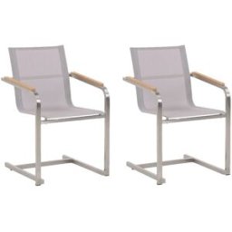 Beliani Conjunto de 2 sillas de jardín acero inoxidable beige