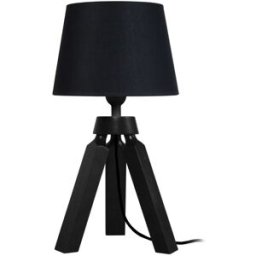 Tosel Lámpara de mesa madera noir pantalla tela negro