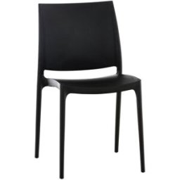 CLP Silla de exterior apilable resistente en plástico negro