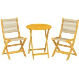 Outsunny Conjunto de bistró 48x55.5x88 cm madera natural