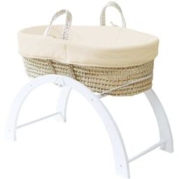 Premiers Moments Moisés con funda de algodón orgánico crema - soporte reversible blanco
