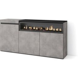 Skraut home Aparador efecto madera cemento 150x35x75cm chimenea efecto fuego
