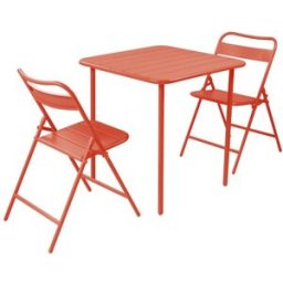 sweeek Set mesa de jardín bistró de acero con 2 sillas plegables, 70cm,