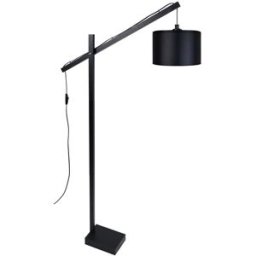 Tosel Lámpara pie alto articulado madera negro pantalla negro