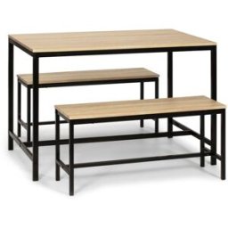 HOMN Conjunto mesa y 2 bancos, comedor o cocina, mesa 110 x 70 x 75 cm