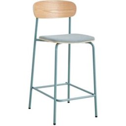 Drawer Lote de 2 sillas de bar de tela y metal 66 cm - verde de agua
