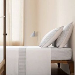 Casa da Laura Sábanas 100% algodón rayas gris cama 150/160 2 almohadas 50 x 80 cm