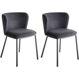 Beliani Conjunto de 2 sillas de comedor tela negro