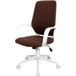 ORESTELUCHETTA Silla oficina blanca polipropileno, tela marrón 101-111x62.5x61