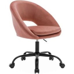 sweeek Silla de oficina de terciopelo con ruedas, rosa viejo