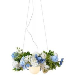 QAZQA Lámpara techo bohemia negra flores azul blanco