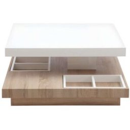 Unique Mesa de centro madera color natural claro, blanco