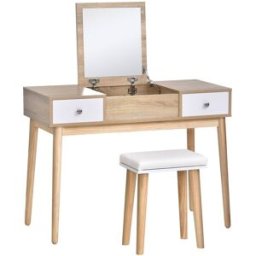 Homcom Conjunto de tocador 100x45x118 cm natural
