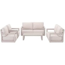 Kerama Conjunto de jardín 6 plazas de aluminio beige