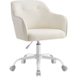 SONGMICS Silla giratoria de oficina con altura ajustable de color beige